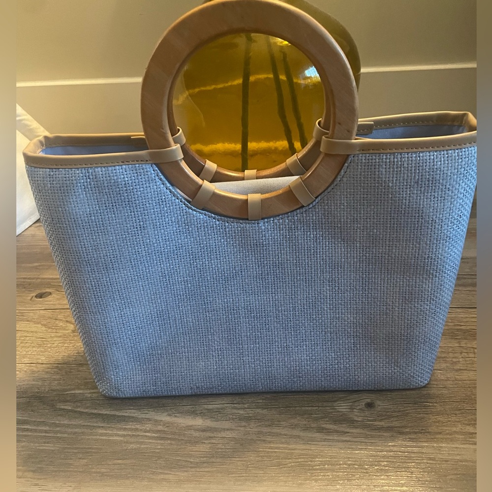 Light blue linen handbag